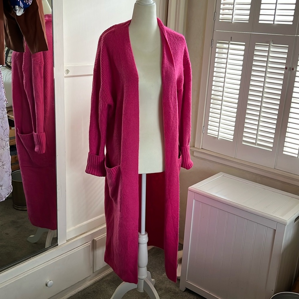Vince Camuto Hot Pink Cozy Duster Coat Jacket